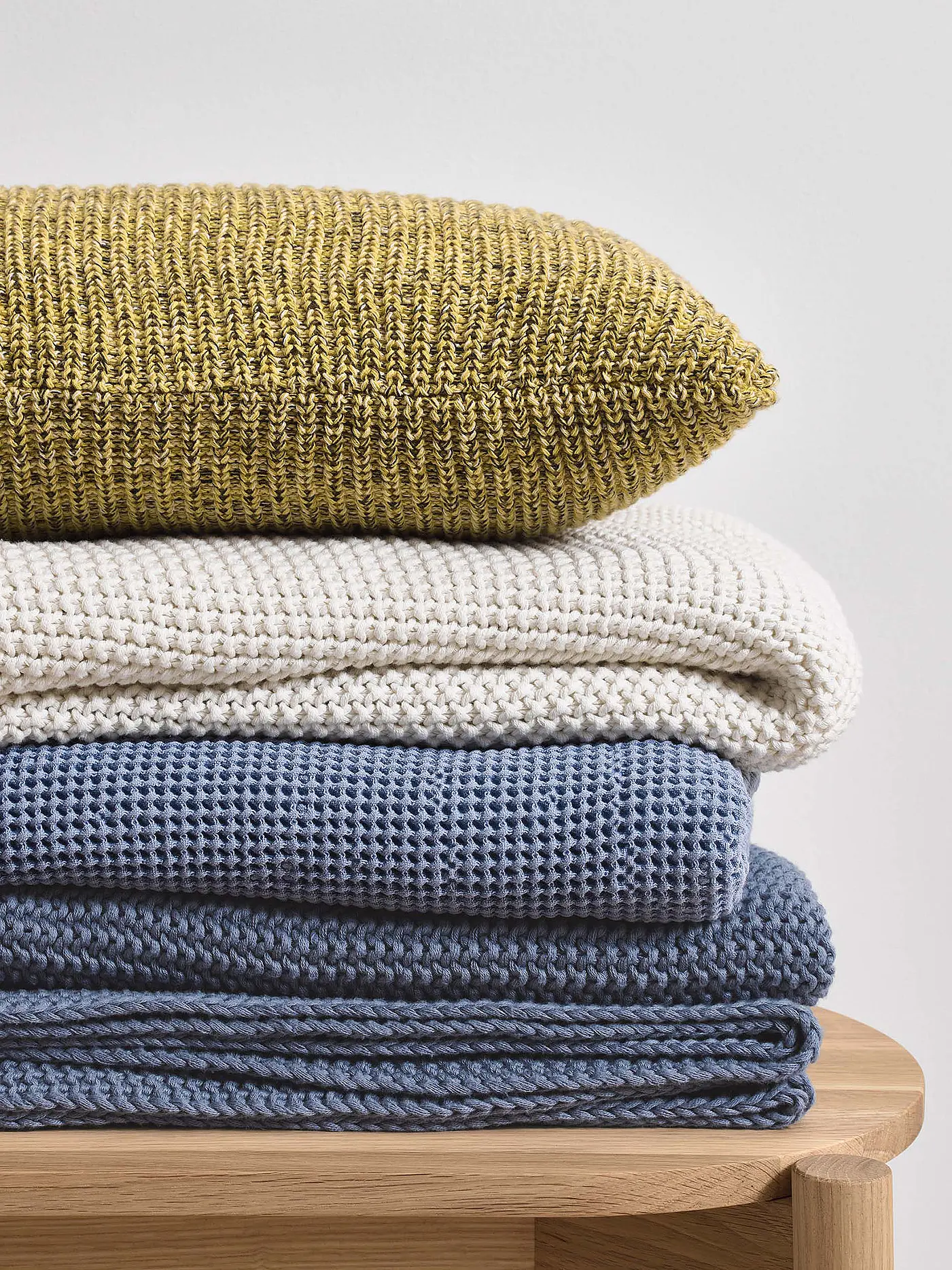 MARC O'POLO HOME | Plaid 130x170cm Nordic Knit Pale Yellow | blau